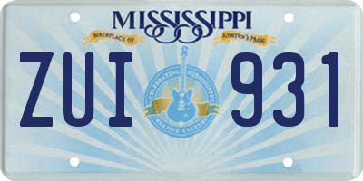 MS license plate ZUI931