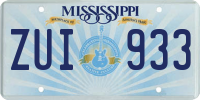 MS license plate ZUI933