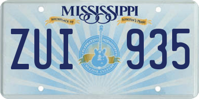 MS license plate ZUI935