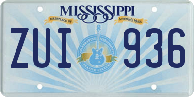 MS license plate ZUI936