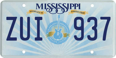 MS license plate ZUI937