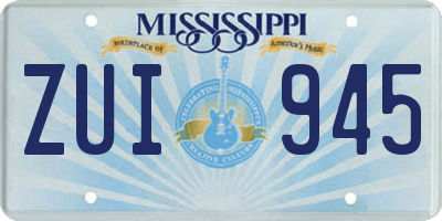 MS license plate ZUI945