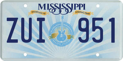 MS license plate ZUI951