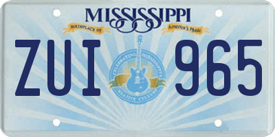 MS license plate ZUI965