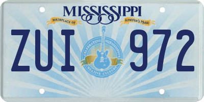 MS license plate ZUI972