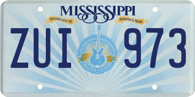 MS license plate ZUI973