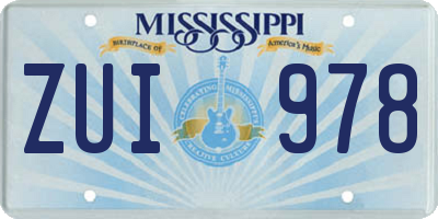 MS license plate ZUI978