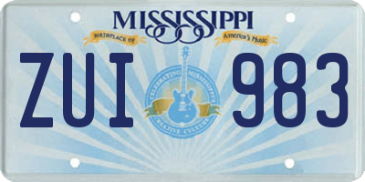 MS license plate ZUI983