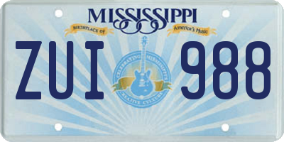 MS license plate ZUI988