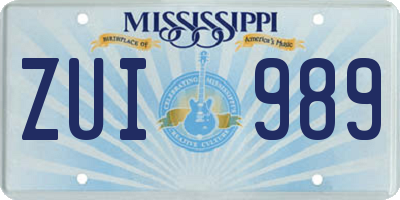 MS license plate ZUI989