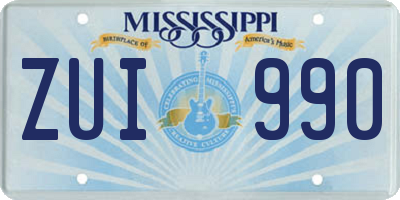 MS license plate ZUI990