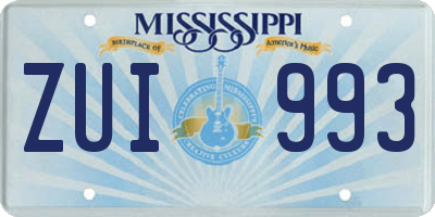 MS license plate ZUI993