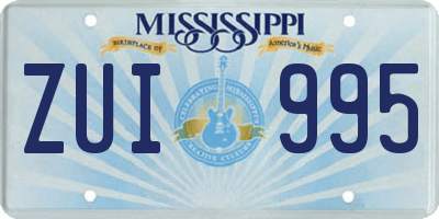 MS license plate ZUI995