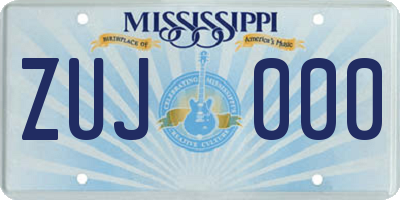 MS license plate ZUJ000