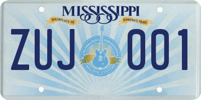 MS license plate ZUJ001