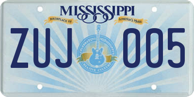 MS license plate ZUJ005