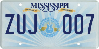 MS license plate ZUJ007