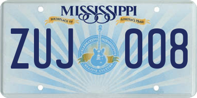 MS license plate ZUJ008