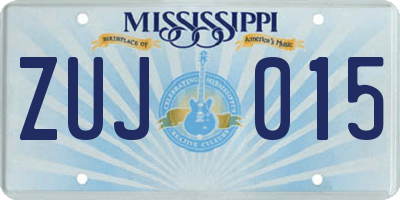 MS license plate ZUJ015
