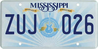 MS license plate ZUJ026