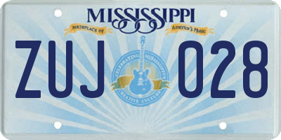 MS license plate ZUJ028