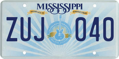 MS license plate ZUJ040