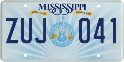 MS license plate ZUJ041
