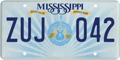 MS license plate ZUJ042