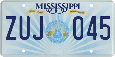 MS license plate ZUJ045