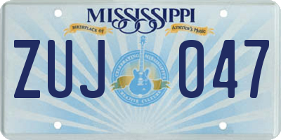 MS license plate ZUJ047