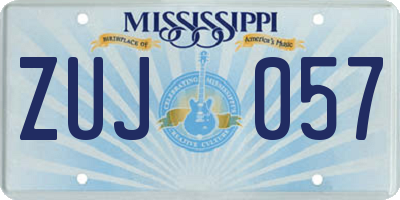 MS license plate ZUJ057