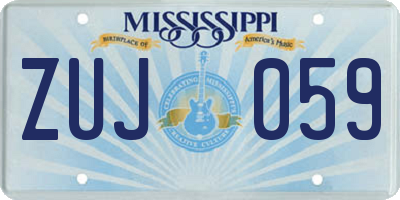 MS license plate ZUJ059