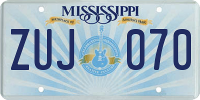 MS license plate ZUJ070