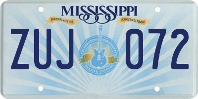 MS license plate ZUJ072