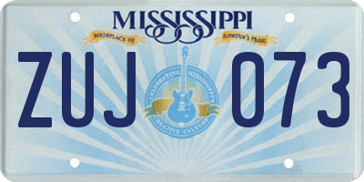 MS license plate ZUJ073