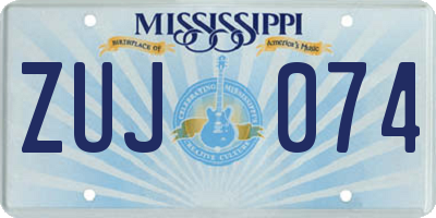 MS license plate ZUJ074