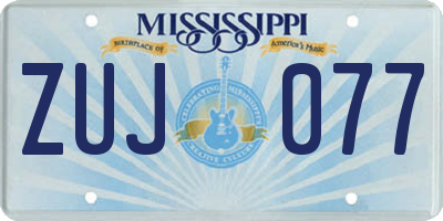 MS license plate ZUJ077