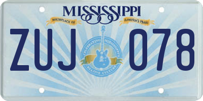 MS license plate ZUJ078