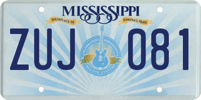 MS license plate ZUJ081