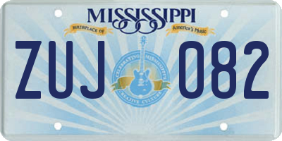 MS license plate ZUJ082