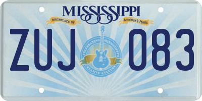 MS license plate ZUJ083