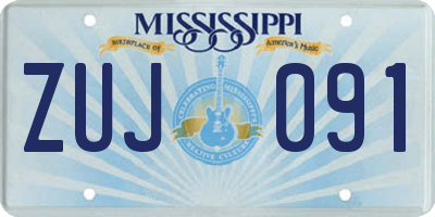 MS license plate ZUJ091