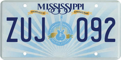 MS license plate ZUJ092