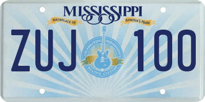 MS license plate ZUJ100