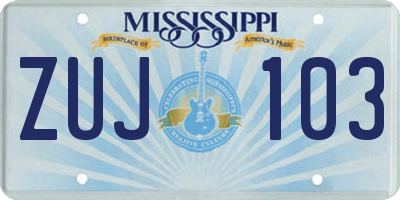 MS license plate ZUJ103