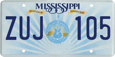 MS license plate ZUJ105