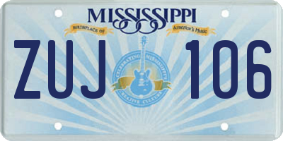 MS license plate ZUJ106