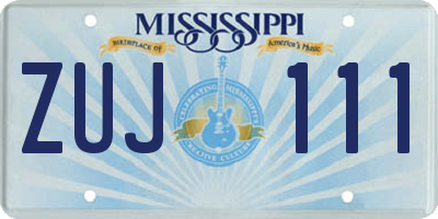 MS license plate ZUJ111