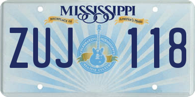 MS license plate ZUJ118
