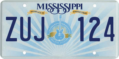 MS license plate ZUJ124
